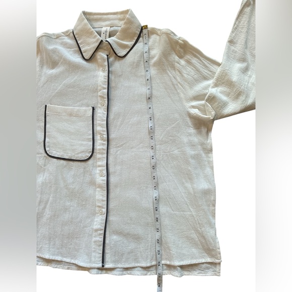 Commense White Cotton & Linen Contrast Trim Shirt. Size Medium. NWT - Picture 13 of 15
